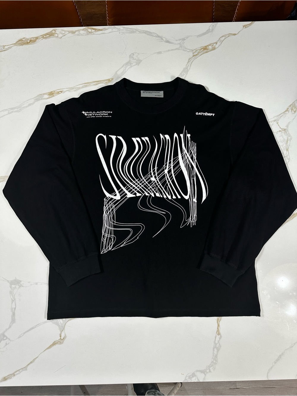ATTEMPT Black "Simulacron Network" Long Sleeve Graphic Tee Shirt - Size Medium